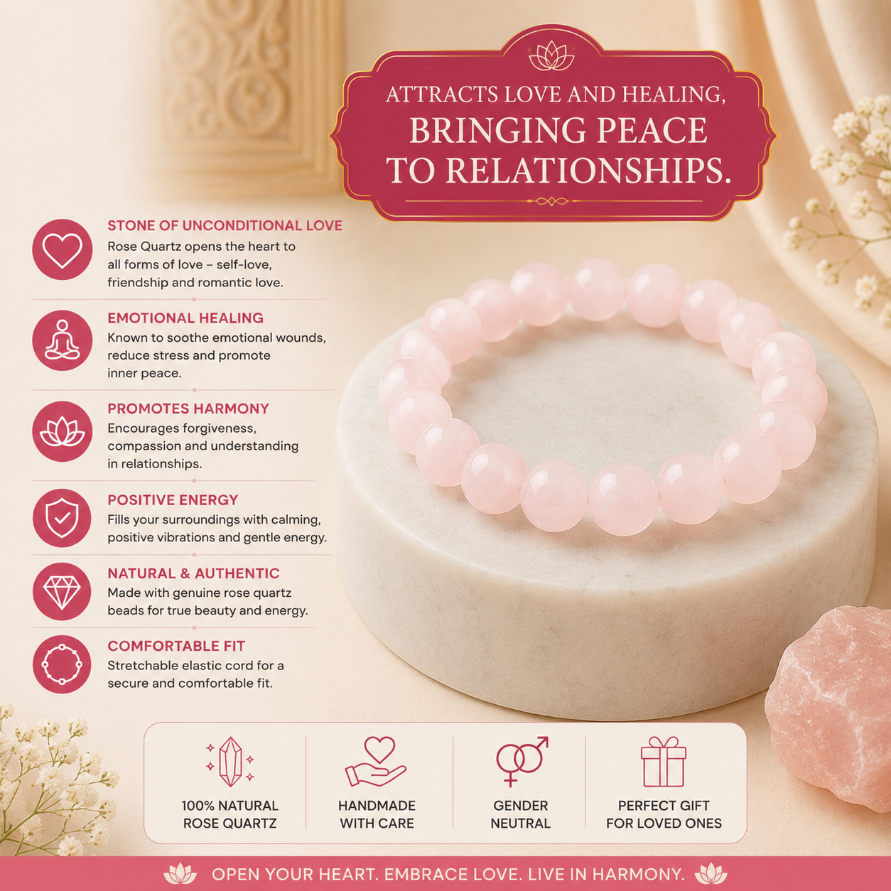 Rose Quartz Bracelet Description
